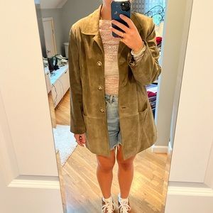 Olive Green vintage authentic suede Coat J.Jill brand size small